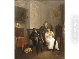Femme Peintre Dans Son Atelier by Ezechiel Davidson