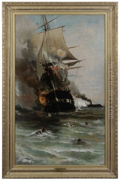 The Burning Of The Uss Congress, March 8, 1862 - view 1