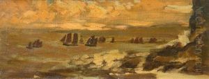 Coast Scene With Ships by Arthur B. Davies