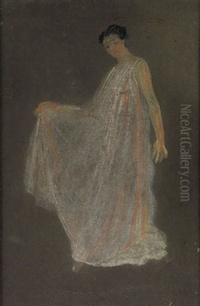Standing Woman In A Flowing White Robe - view 1