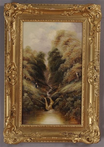 Mother And Child By A Waterfall - view 1