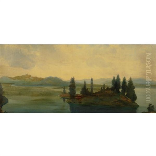 Lake And Island, Sierra Nevada - view 1