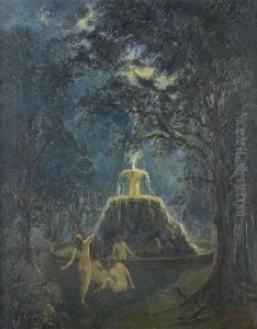 Forest Nymphs In Moonlight by Arthur B. Davies