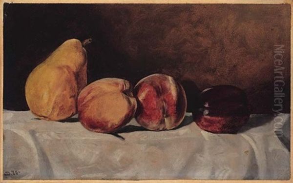 Still Life With Pear And Apples (+ Greenish Blue Landscape; 2 Works) - view 1