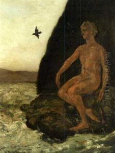 Nude Seated On A Rocky Coast Nude Seated On A Rocky Coast