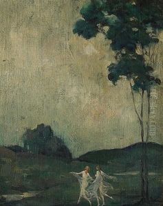 Three Girls Dancing In A Landscape