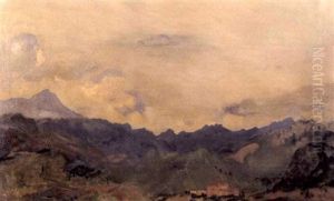 Mountain Landscape With Village by Arthur B. Davies