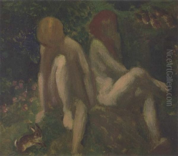 Study Of Two Female Nudes In A Landscape - view 1