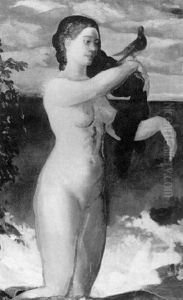 Female With Bird by Arthur B. Davies