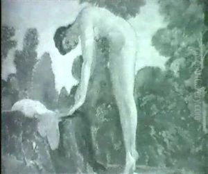 Female Nude In Landscape by Arthur B. Davies