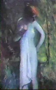 Half-draped Nude In A Forest by Arthur B. Davies