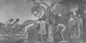 Allegorical Figures In A Landscape by Arthur B. Davies