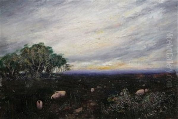 Shepherd And Sheep In A Landscape, Sheep In A Nocturnal Landscape - view 1