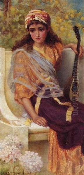 Classical Girl With A Stringed Instrument - view 1
