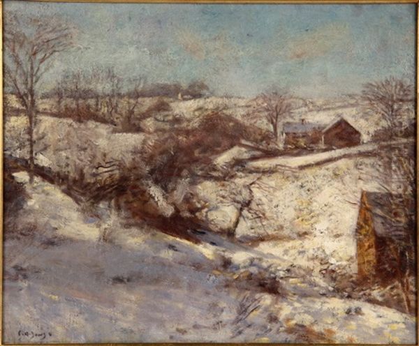 Winter Landscape With Farm Houses - view 1