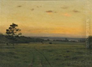 Shepherd With Flock At Twilight by Charles Harold Davis