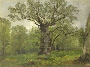 An Old Oak Tree In A Woodland Landscape by Henry William Banks Davis, R.A.