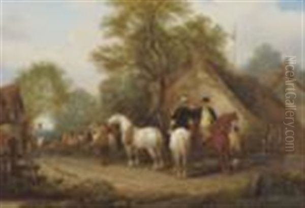 Village Scene With A Horse Fair - view 1
