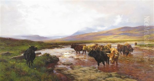 Highlanders Crossing A Burn, Argyllshire - view 1