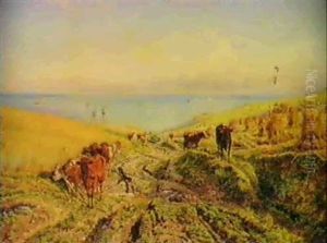 Harvest By The Coast by Henry William Banks Davis, R.A.