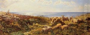 Sheep Grazing Above The Sea by Henry William Banks Davis, R.A.