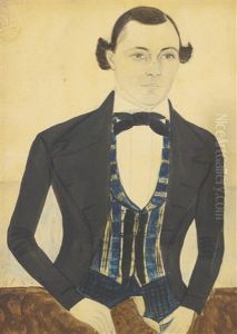 Three-quarter Length Portrait Of A Gentleman In A Plaid Vest by Jane Anthony Davis