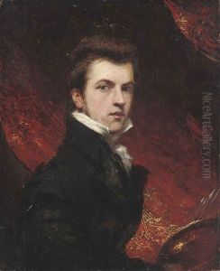 Portrait Of The Artist In A Black Coat, Holding A Palette And Brushes by John Phillip (Pope) Davis