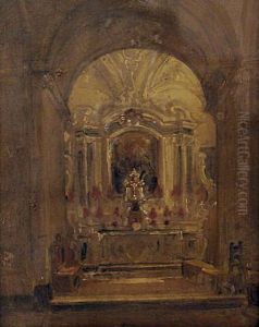 Interior Of A Church by John Scarlett Davis