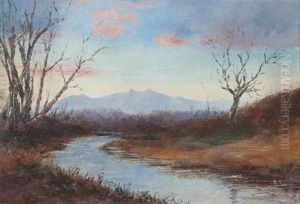 Mountainous Landscape, Winter by Leonard M. Davis