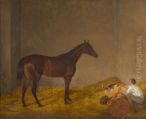 A Study Of The Horse Derviche In His Stable With A Figure And A Dog In The Foreground A Study Of The Horse Derviche In His Stable With A Figure And A Dog In The Foreground