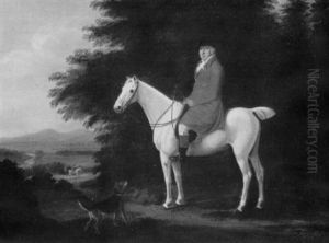 A Gentleman On His Grey Hunter In A Landscape, Other Members Of The Hunt Beyond by Richard Barrett Davis