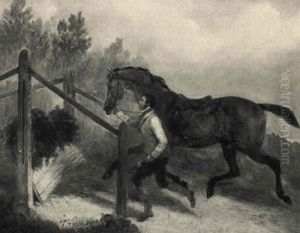 A Groom Schooling A Hunter To Jump by Richard Barrett Davis