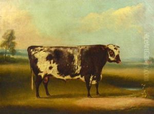 Naive Study Of A Bull In Landscape by William Henry Davis