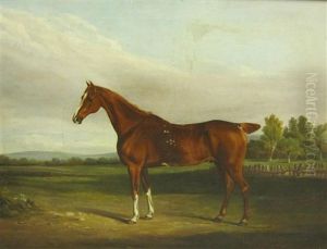 A Chestnut Hunter In A Landscape by William Henry Davis
