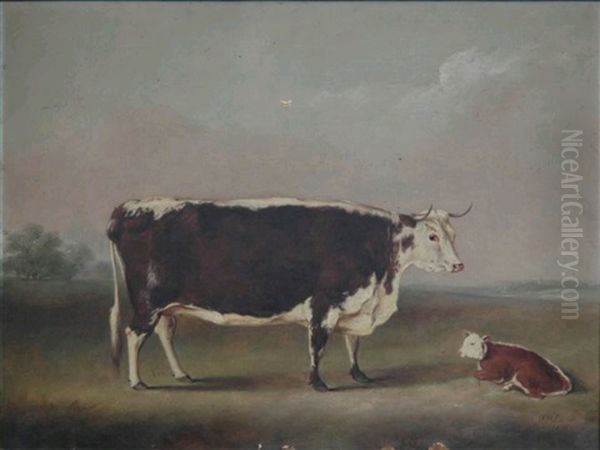 A Cow And A Calf In A Landscape - view 1