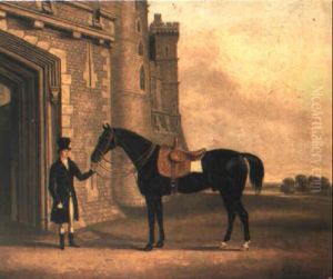 A Groom Holding A Hunter Outside Windsor Castle A Groom Holding A Hunter Outside Windsor Castle