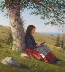 Young Girl Reading By A Tree by William Moore Davis