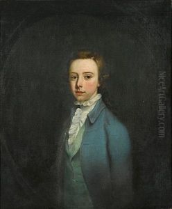 Portrait Of Of A Boy (henry Lidgebird?) Wearing A Blue Coat With A Green Waistcoat