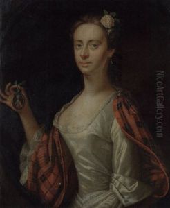 Portrait Of A Lady (jenny Cameron?) In A White Dress And Tartan Wrap Portrait Of A Lady (jenny Cameron?) In A White Dress And Tartan Wrap