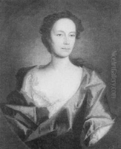Portrait Of A Lady Wearing Blue Silk Dress by Jeremiah Davison