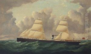The Auxillary Steamer "tycho Brahe" Off The South Stack Lighthouse, Anglesey