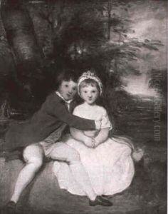 Portrait Of Master John And Miss Theresa Parker by Robert Davy