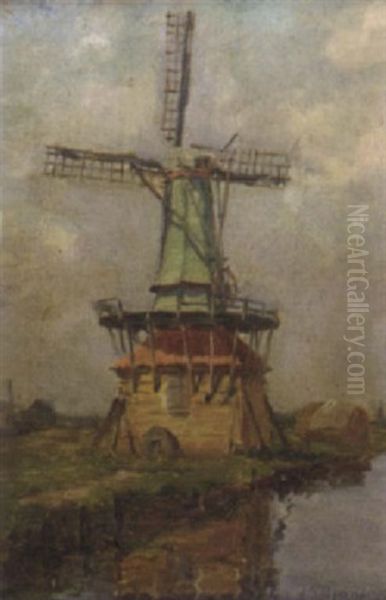 A Windmill By The Canal - view 1