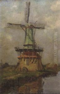 A Windmill By The Canal by Joseph Yelverton Dawbarn