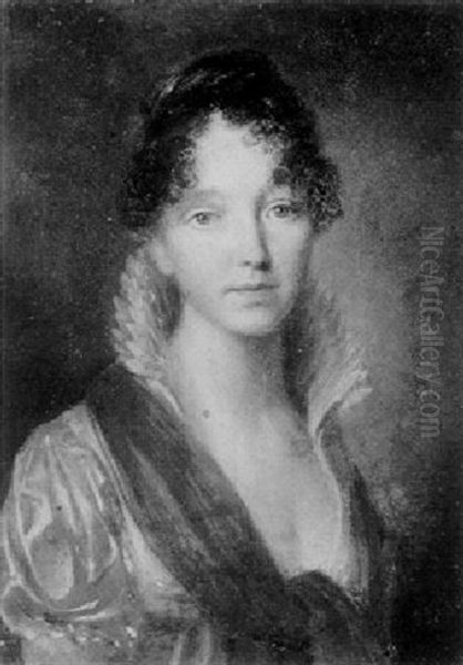 Portrait Of A Lady, Bust Length, Wearing White Dress And Red Scarf - view 1