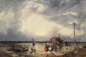 Coastal View At Low Tide by Henry Dawson