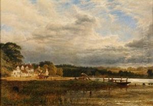 The Ferry; Possibly Gunthorpe Ferry, Nottingham, An Estuary Scene by Henry Dawson