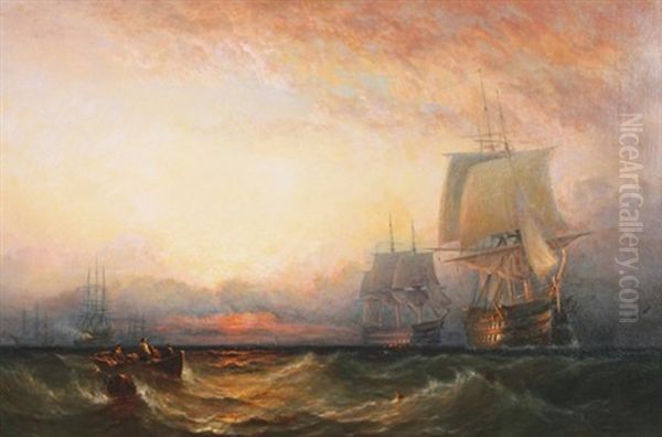 Galleons At Sunset - view 1