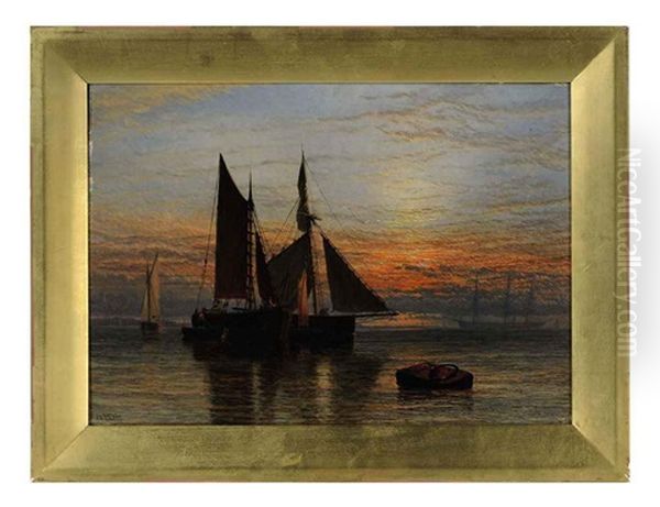 Shipping On A Calm Sea At Dusk - view 1