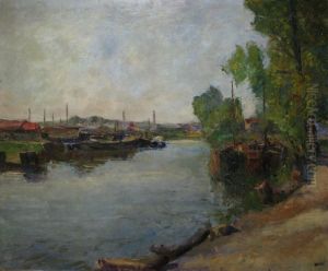 Peniches Au Bord De Riviere by Auguste Appelle